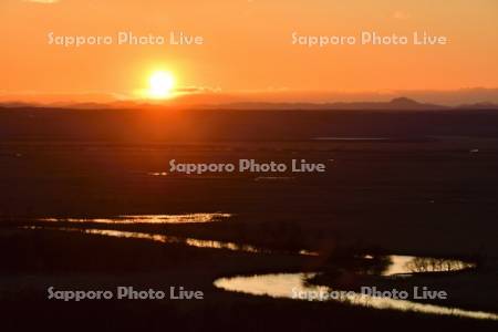 釧路湿原の夕日