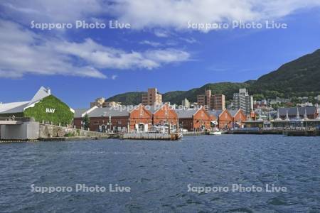 金森赤レンガ倉庫と函館山