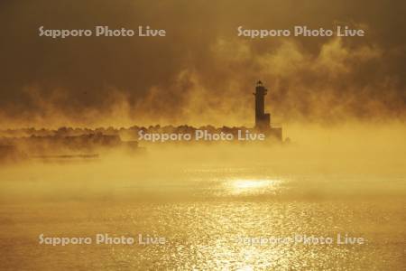 標津漁港の朝とけあらし