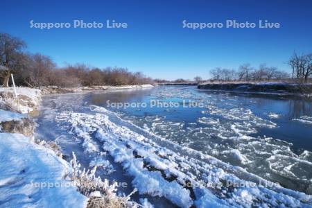 釧路川の氷とフロストフラワー
