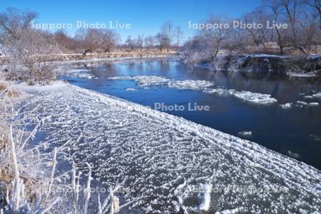 釧路川の氷とフロストフラワー