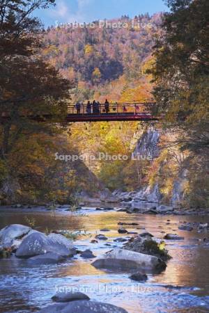 二見吊橋と豊平川と紅葉