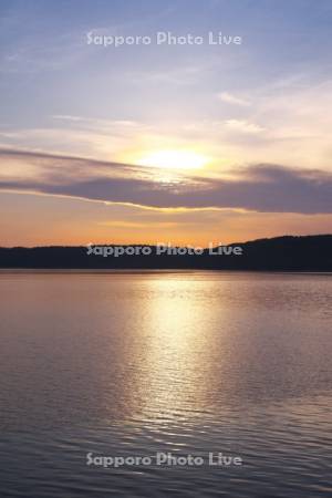 網走湖の日没