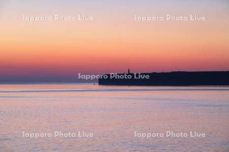 能取岬の朝とオホーツク海