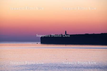 能取岬の朝とオホーツク海