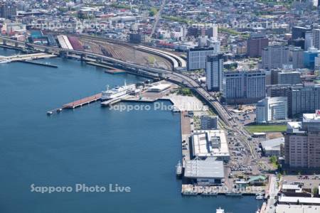 函館港と函館駅とベイエリア