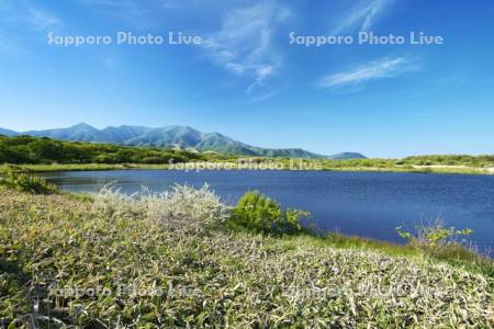悲恋沼と日高山脈