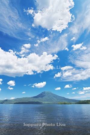 阿寒湖と雄阿寒岳と雲