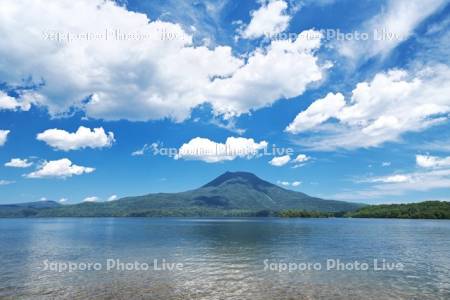阿寒湖と雄阿寒岳と雲