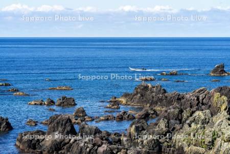 コンブ漁と仙法志海岸