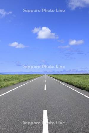 直線道路　道道106号　オロロンライン