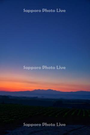 大雪山系の朝焼け