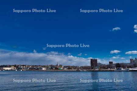 釧路川と住宅街