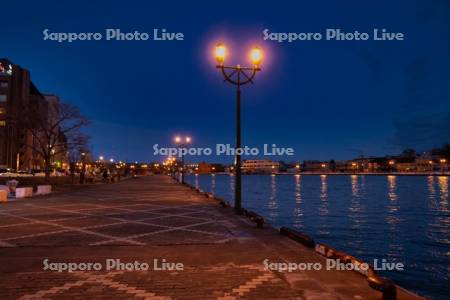 釧路川とぬさまい広場夜景