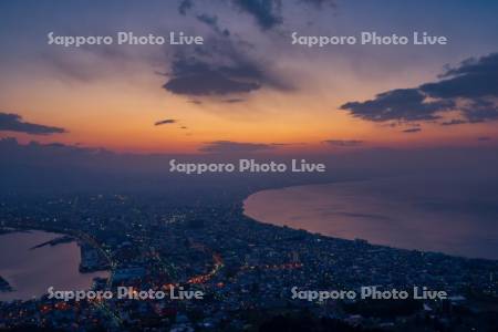 函館山より市街展望朝焼け