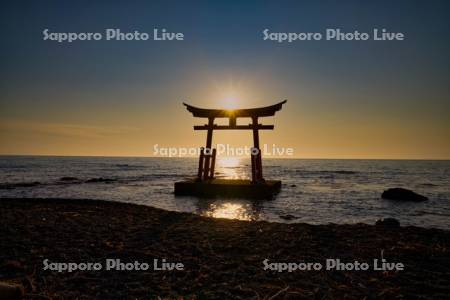 金比羅神社と夕日