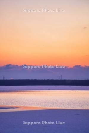ウトナイ湖の朝焼け