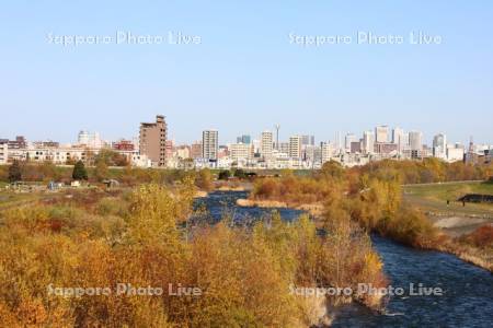 豊平川と札幌市街